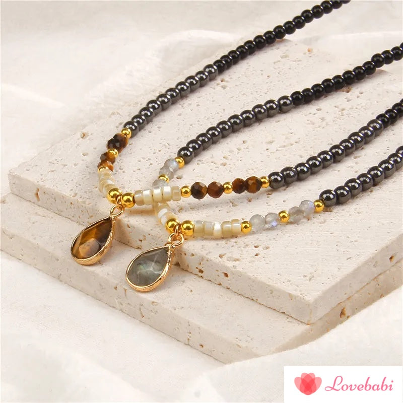 Natural Quartzs Drop Pendant Necklace