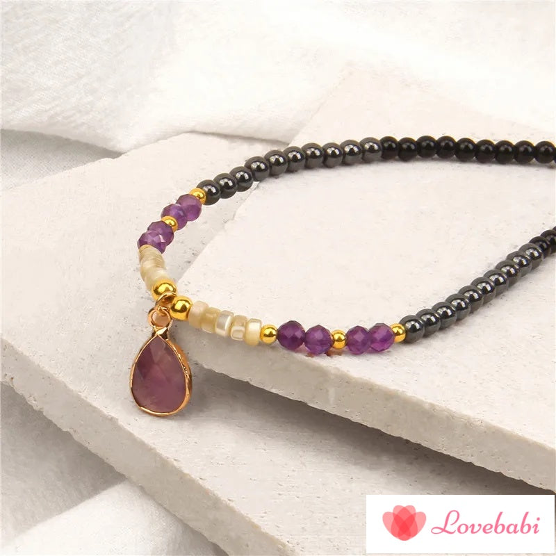 Natural Quartzs Drop Pendant Necklace