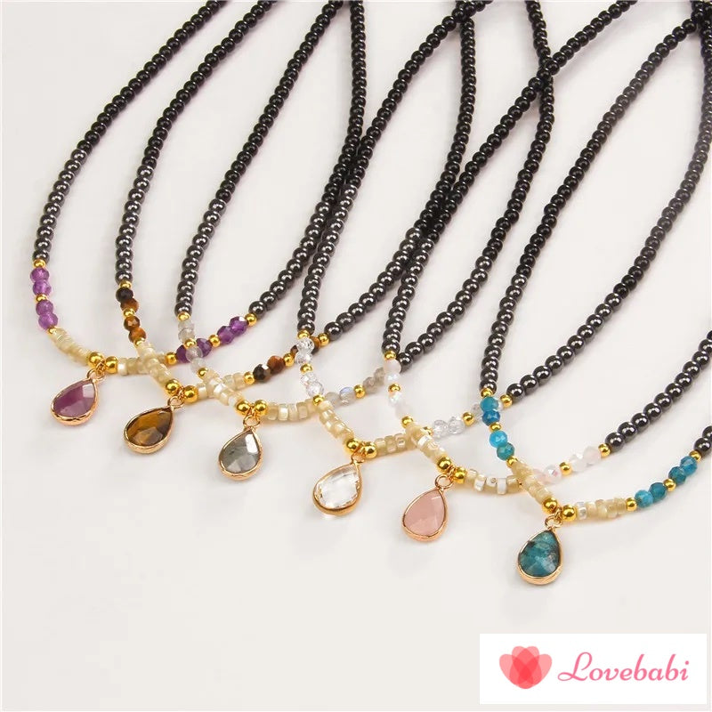 Natural Quartzs Drop Pendant Necklace