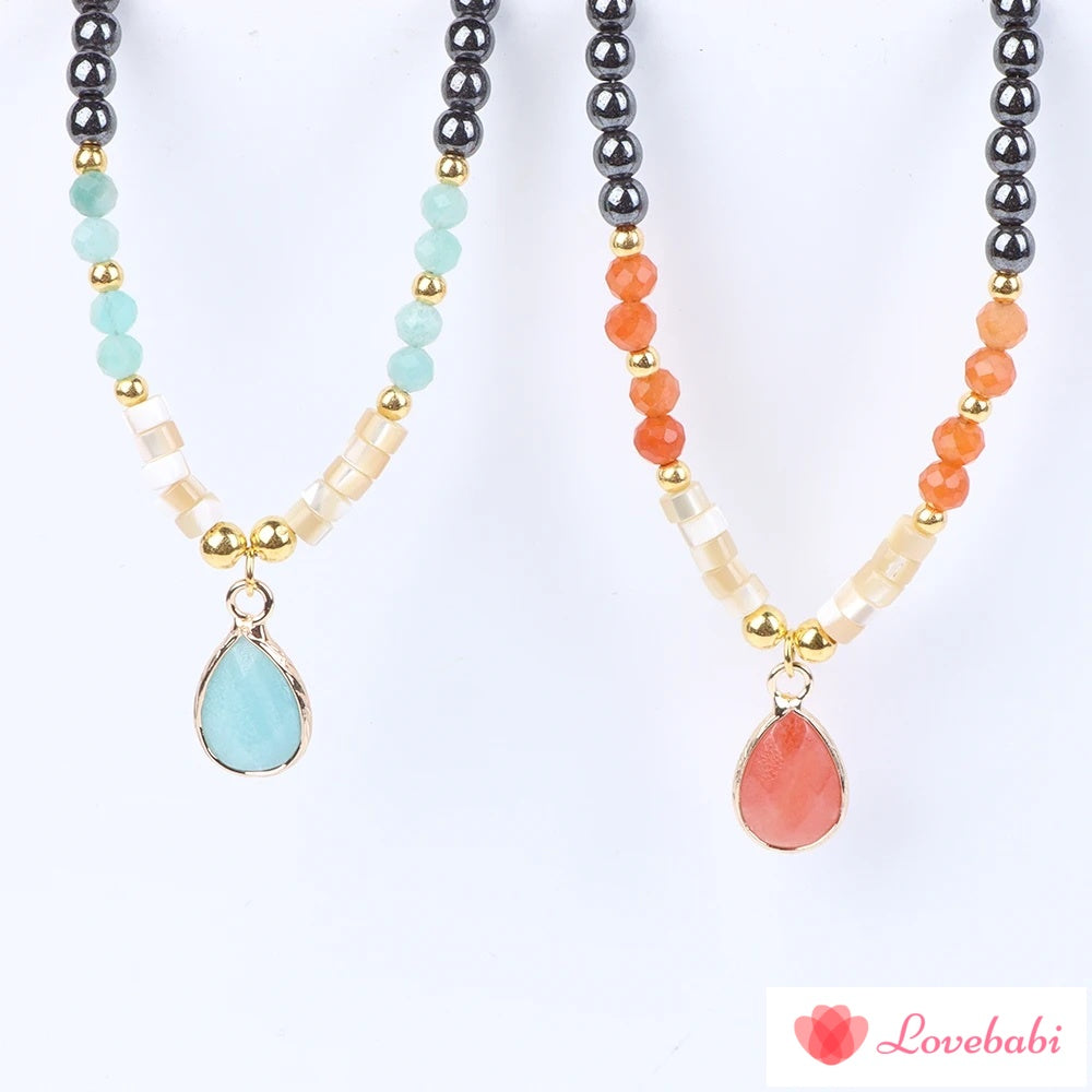 Natural Quartzs Drop Pendant Necklace