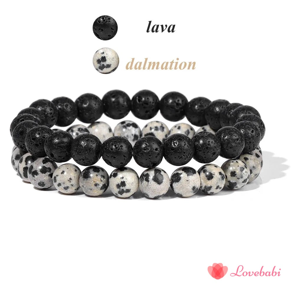 2Pcs Natural Stone Bead Bracelet