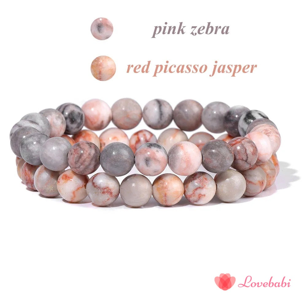 2Pcs Natural Stone Bead Bracelet