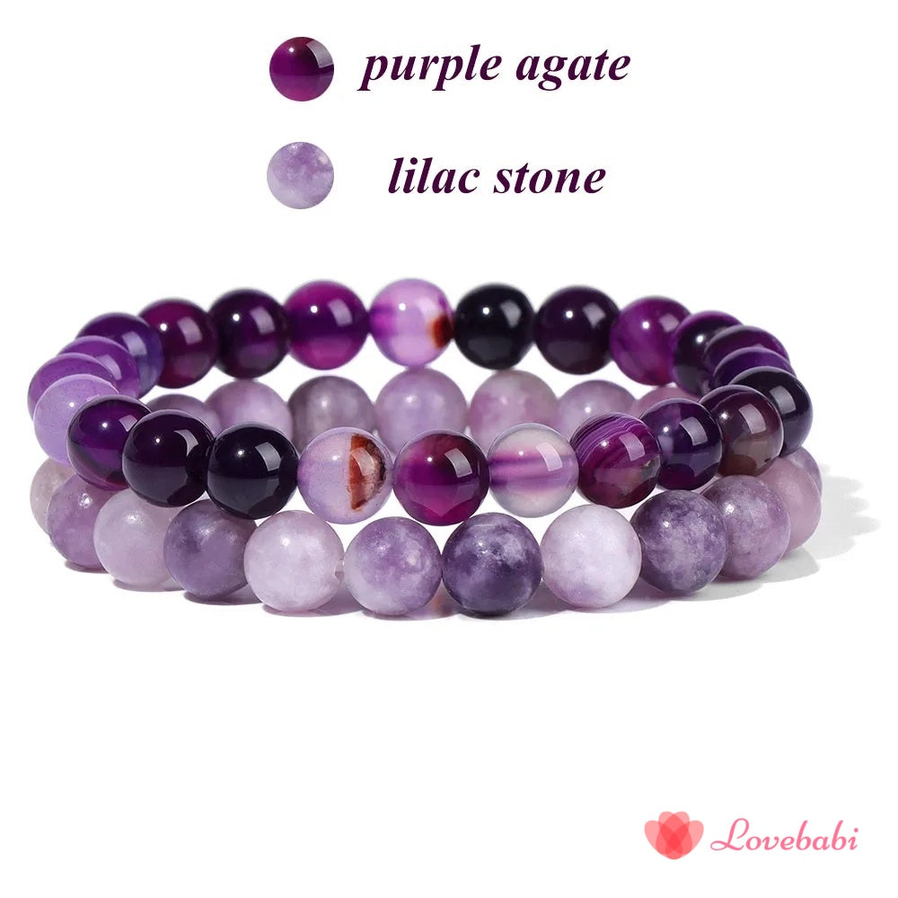 2Pcs Natural Stone Bead Bracelet