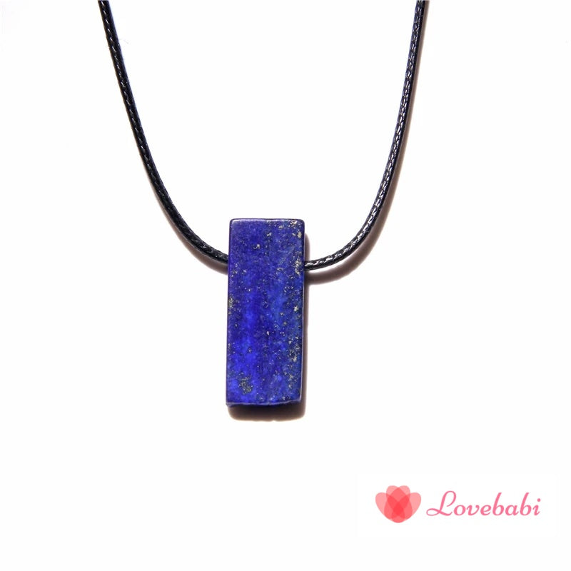 Men Vintage Rectangle Obsidian Pendent Necklace