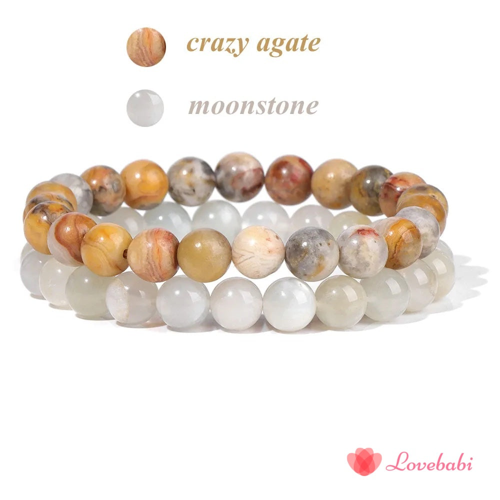 2Pcs Natural Stone Bead Bracelet